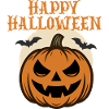 Happy Halloween Pumpkin with Bats