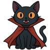 Vampire kitten in cape black cat