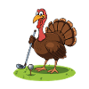 Funny Turkey Playing Golf