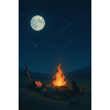 Moonlit night at the campfire