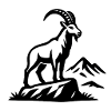 Alpiner Steinbock Silhouette auf Felsen