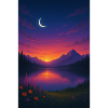 Moonlit Night at the Mountain Lake