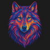 Neon Wolf Head Art