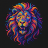 Neon Colors Lion Head Artwork
