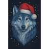 Nordischer Wolf im Weihnachtshut