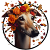 Galgo with flower wreath
