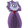Chat vampire en cape violette