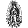 Guadalupe Line Style Rose Motif