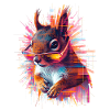 Neon Squirrel with Sunglasses – Glitch Art
