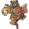 Japanese Bear with Lantern in Kimono