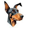 Doberman Head Cartoon Illustration