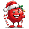 Cuddly apple in Santa Claus hat