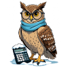 Winter owl with glasses and scarf