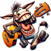 Funny Donkey With Guitar Cartoon Musician