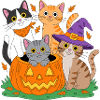Pumpkin Cats Halloween Trio