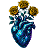 Neon Heart with Golden Roses