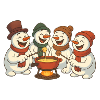 Winter men around a Savoyard fondue