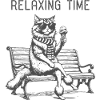 Relaxing Time Cat on the Bench