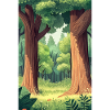 Forest Landscape Illustration Poster