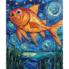 Goldfish Fish Van Gogh Style