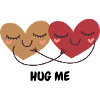 Two cuddling hearts hug