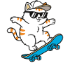 PurrRide Skate Cat with Sunglasses