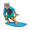 Tiger Surfing Surfboard Summer