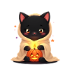 Halloween Cat with Halloween Pumpkin