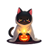 Halloween Cat with Halloween Pumpkin