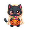 Halloween Cat with Halloween Pumpkin