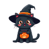 Chat d’Halloween avec citrouille d’Halloween