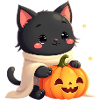 Halloween Cat with Halloween Pumpkin