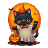 Halloween Cat with Halloween Pumpkin