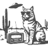 Sunglasses cat in desert retro