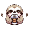 Sloth Cute Round Coffee