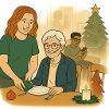 Christmas family dinner by candlelight