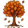 Autumn tree in flame orange