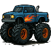 Flames Monster Truck Cartoon