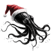 Weihnachtskrake mit Weihnachtsmütze