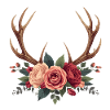 Deer Antlers & Roses - Boho Nature Design