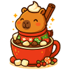 Capybara in heißer Schokolade – Weihnachtsmotiv