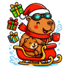 Weihnachtliches Capybara im Schlitten – Cozy Chris