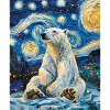 Isbjørn Bjørn Bjørne Van Gogh Style Stjerneklar Nat