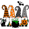 Halloween Gnome Trio with Pumpkin Hats