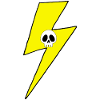 Yellow lightning bolt with white skull