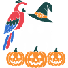 Pumpkin Ghost and Parrot Halloween