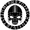 Crâne noir et runes vikings