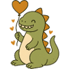 Dino with heart balloon