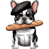 French Bulldog with Baguette
