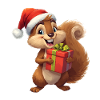 Weihnachts-Eichhörnchen mit Geschenk